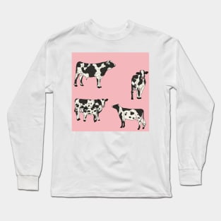 Holstein Cows Pattern Pink Long Sleeve T-Shirt